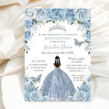 Quinceañera Blauwe Bloemen Vlinders Zilveren Tiara