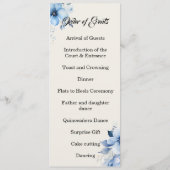 Quinceanera blauwe dubbelzijdige programmakaart (Achterkant)