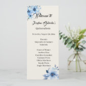 Quinceanera blauwe dubbelzijdige programmakaart (Staand voorkant)