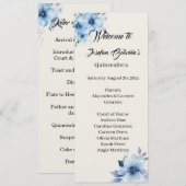 Quinceanera blauwe dubbelzijdige programmakaart (Voorkant / Achterkant)