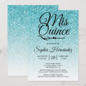 Quinceañera Blauwe Glitters 15e Verjaardag Kaart (Voorkant / Achterkant)