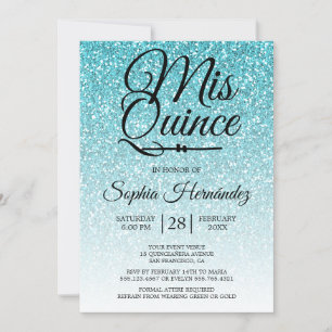 Quinceañera Blauwe Glitters 15e Verjaardag  Kaart