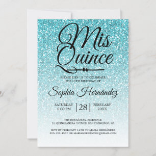 Quinceañera Blauwe Glitters 15e Verjaardag  Kaart