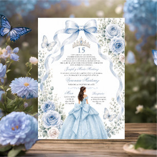 Quinceañera Blauwe Jurk 15 Jaar Prinses Tiara Kaart