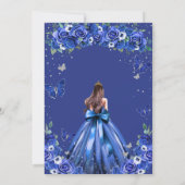 Quinceañera Blauwe Rozen Bloemen Prinses Vlinders Kaart (Achterkant)