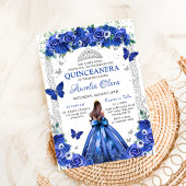 Quinceañera Blauwe Rozen Bloemen Prinses Vlinders Kaart