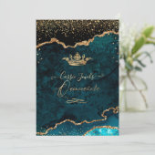 Quinceanera, Blauwgroen blauw Agate Faux Gold Conf Kaart (Staand voorkant)