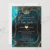 Quinceanera, Blauwgroen blauw Agate Faux Gold Conf Kaart (Achterkant)