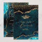 Quinceanera, Blauwgroen blauw Agate Faux Gold Conf Kaart (Voorkant / Achterkant)