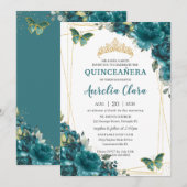 Quinceañera Blauwgroen Blauw groene vlinderbloemvl Kaart (Voorkant / Achterkant)