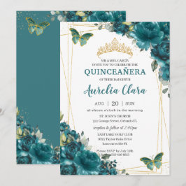 Quinceañera Blauwgroen Blauw groene vlinderbloemvl Kaart