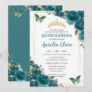 Quinceañera Blauwgroen Blauw groene vlinderbloemvl Kaart