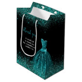 Quinceanera Blauwgroen Blauwe Jurk Faux Glitter Medium Cadeauzakje (Voorkant Gekanteld)