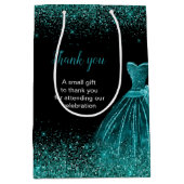 Quinceanera Blauwgroen Blauwe Jurk Faux Glitter Medium Cadeauzakje (Voorkant)