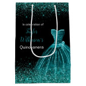 Quinceanera Blauwgroen Blauwe Jurk Faux Glitter Medium Cadeauzakje (Achterkant)