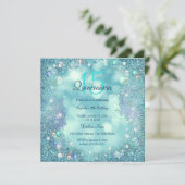 Quinceanera Blauwgroen Blue Pearls Ocean Sky Kaart (Staand voorkant)