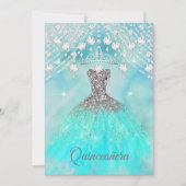 Quinceanera Blauwgroen Blue Silver 15th Birthday P Kaart (Voorkant)