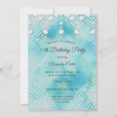 Quinceanera Blauwgroen Blue Silver 15th Birthday P Kaart (Achterkant)