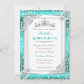 Quinceanera Blauwgroen Blue Silver Snowflake Tiara Kaart (Voorkant)