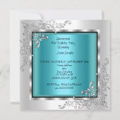 Quinceanera Blauwgroen Blue Silver Tiara Eiffel To Kaart (Achterkant)