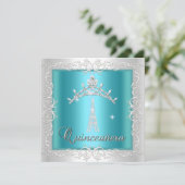 Quinceanera Blauwgroen Blue White Tiara Eiffel Tow Kaart (Staand voorkant)