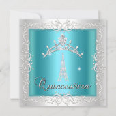 Quinceanera Blauwgroen Blue White Tiara Eiffel Tow Kaart (Voorkant)