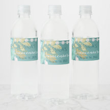 Quinceanera Blauwgroen Gold Glitter Water Fles Lab