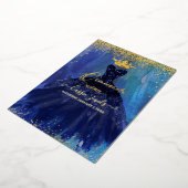 Quinceanera Blauwgroen marineblauw Waterverf Folie Uitnodiging (Gedraaid)