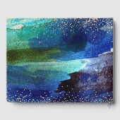 Quinceanera Blauwgroen marineblauw Waterverf Gastenboek (Achterkant)