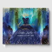 Quinceanera Blauwgroen marineblauw Waterverf Gastenboek (Voorkant)