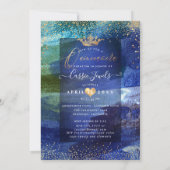 Quinceanera Blauwgroen marineblauwe Waterverf Bors Kaart (Achterkant)