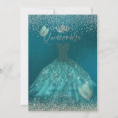 Quinceanera Blauwgroen Ombre Butterflies Princess  Kaart (Voorkant)