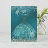 Quinceanera Blauwgroen Ombre Butterflies Princess  Kaart (Staand voorkant)