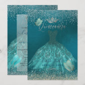 Quinceanera Blauwgroen Ombre Butterflies Princess  Kaart (Voorkant / Achterkant)