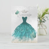 Quinceanera Blauwgroen Ombre Butterflies Princess  Kaart (Staand voorkant)