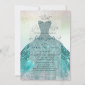 Quinceanera Blauwgroen Ombre Butterflies Princess  Kaart (Achterkant)