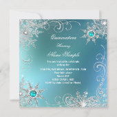 Quinceanera Blauwgroen Pearl Silver Winter Snowfla Kaart (Achterkant)
