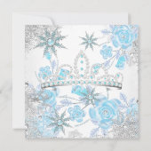 Quinceanera Blauwgroen Roos Winter Wonderland Snow Kaart (Achterkant)