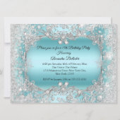 Quinceanera Blauwgroen Silver Tiara Winter Wonderl Kaart (Achterkant)