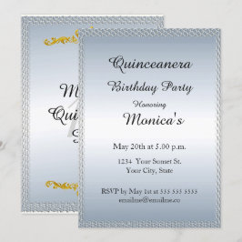 Quinceanera Bleek Blue Birthday Party 2 Uitnodigin Kaart
