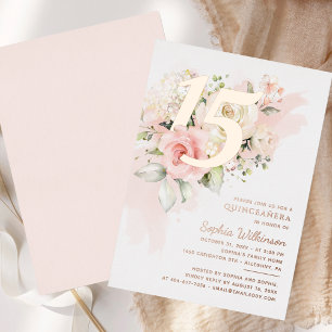 Quinceanera bloem 15e verjaardag Rose Goud Folie Uitnodiging