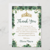 Quinceañera Bloem Butterfly Diadeem Bedankkaart Kaart (Voorkant)