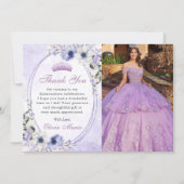 Quinceañera Bloem Butterfly Tiara Bedankkaart Kaart (Voorkant)