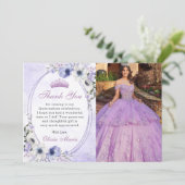 Quinceañera Bloem Butterfly Tiara Bedankkaart Kaart (Staand voorkant)