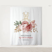 Quinceanera Bloem Faux Gouden Jurk 15e Verjaardag Wandkleed (Voorkant)