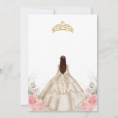 Quinceanera Bloem Goud Uitnodiging (Achterkant)