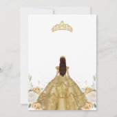 Quinceanera Bloem Gouden Uitnodiging (Achterkant)