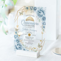 Quinceanera Bloem Lichtblauw Goud