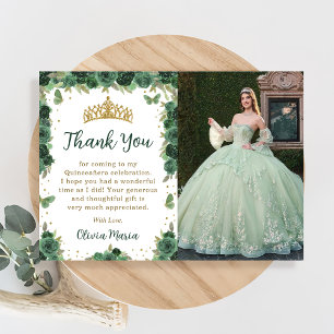 Quinceañera Bloem Vlinder Foto Bedankt Kaart