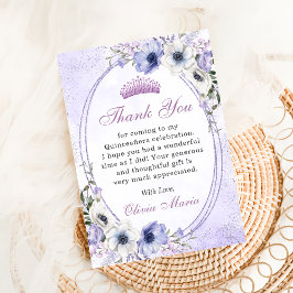 Quinceañera bloem vlinder tiara dank je kaart